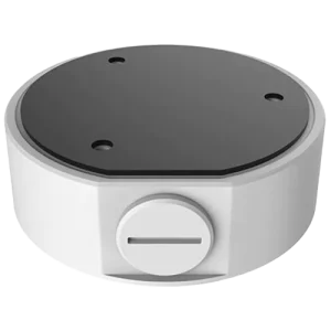 A white circle-shaped junction box for Uniview security cameras