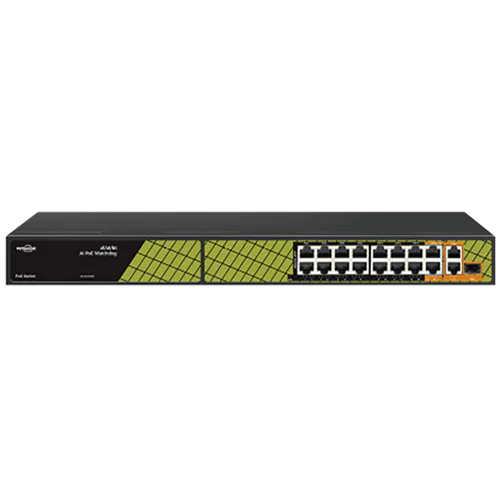 PoE Switch 16 + 2 uplink Gigabit RJ45 SFP AI Watchdog Function 300W Total Power