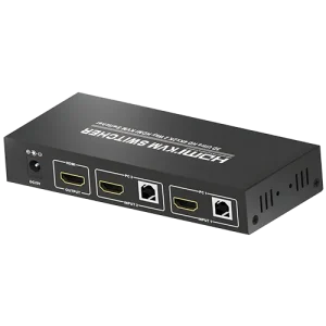 2-port KVM switch showing one HDMI output and two HDMI inputs