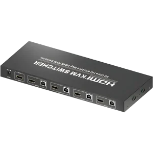 4-port KVM switch showing one HDMI output and four HDMI inputs