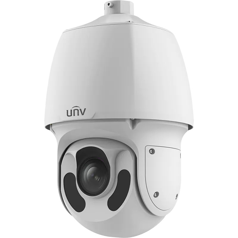 A large white PTZ camera camera made from metal with a 33x zooming lens, UNV branded
