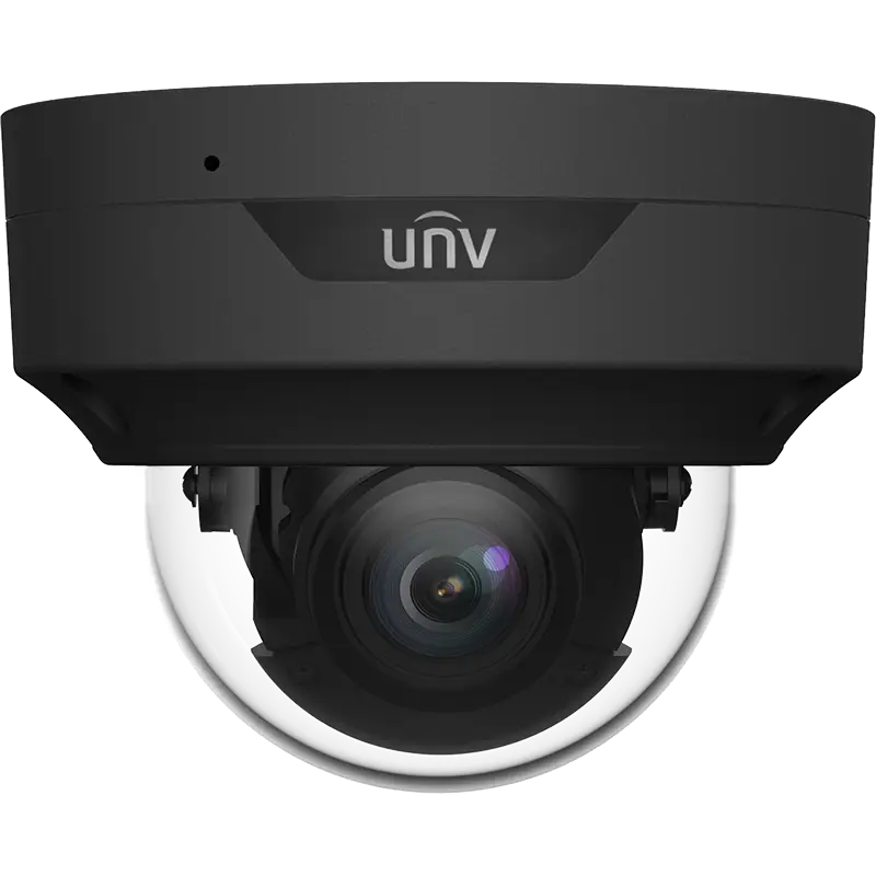A dome security camera made by Uniview with a black housing. OwlView with wise-isp technology inside.