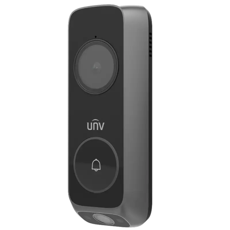 Uniview's 3MP wireless doorbell with a grey metal housing