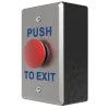 A side angle of a push to exit button with a large red mushroom-style switch in the center