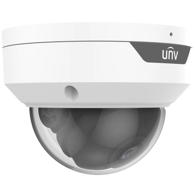 An side angle of Uniview's 4MP economic dome camera with a built-in microphone