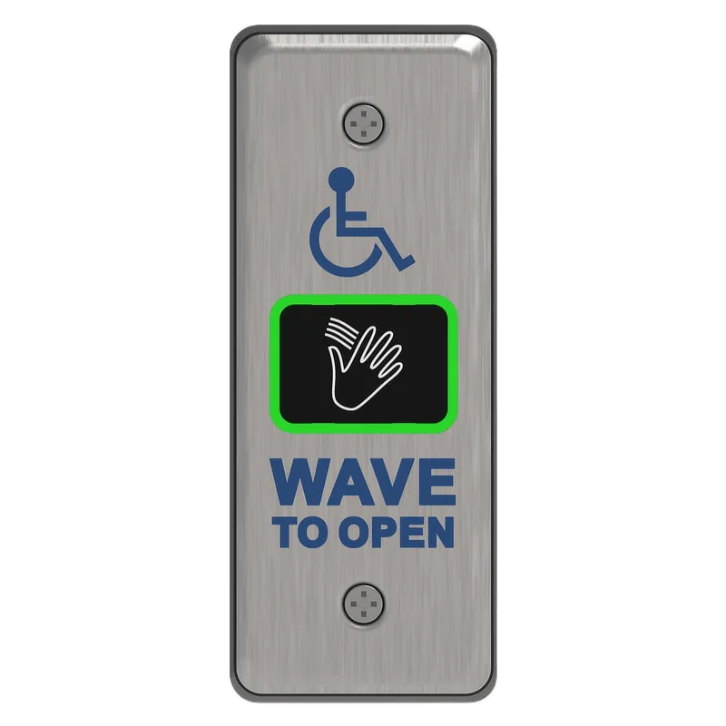 A wave-to-open switch for creating accessible entrances, with a green LED indicating when the door sensor has been triggered.