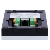 The bottom of Akuvox's R20A video intercom, showing two green input terminals and an Ethernet port in the center